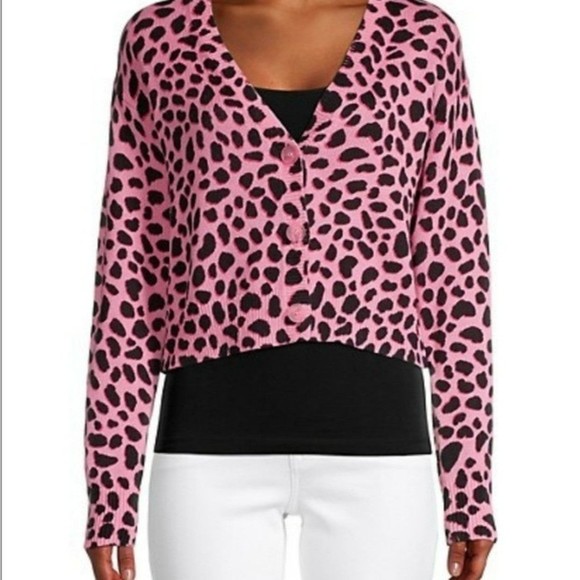 Sweaters - Animal-Print Cotton Cardigan Sz M NWTs